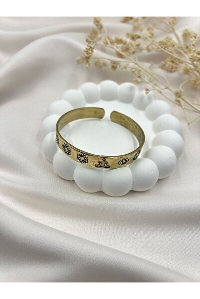 Lunarie Eskitme Pirinç Çakra ve Lotus Temalı Kelepçe Bileklik – Ayarlanabilir...