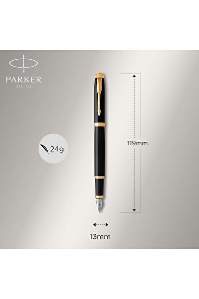 Parker IM Duo Gift Set - Ballpoint & Fountain Pen, Glossy Black with Gold Trim
