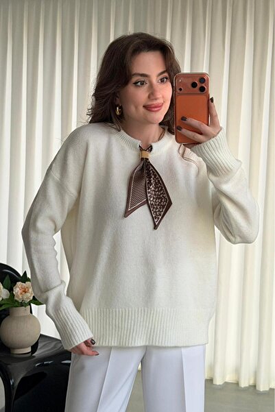 Elfin Soft Women's Knit Sweater with Scarf