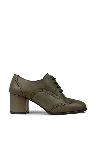 Deery Women's Genuine Leather Green Casual Heeled Shoes