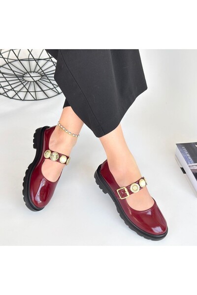 Kanonik Education Okira Burgundy Patent Leather Oxford Shoes