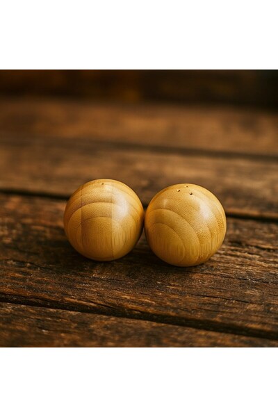 HBS Art Design طقم توابل وملح من الخيزران من إتش بي إس آرت ديزاين، قطعتان