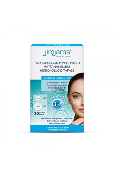 JimJams Acne patches, pimples, Jim Jams, Pure & Clear Hydrocolloid Patch, BHA+HA, 30 pcs, art JJ 3020
