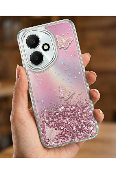 Rivor Honor 400 Kılıf Kamera Çıkıntılı Simli Kelebek Kabartmalı Desenli İnce ...