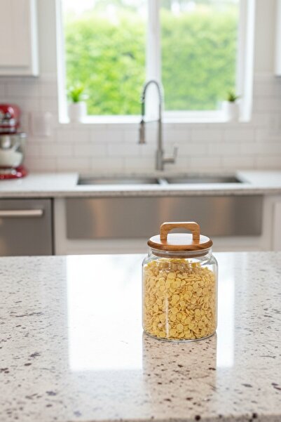 Suo Home Wooden Acacia Lid Vacuum Jar (Medium Size) 1100 ml