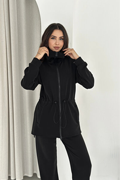 EFFEN Shawl Collar Double Zipper Stopper Modal Suit