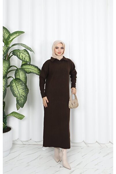 NİSUM MODA فستان تريكو بياقة بولو