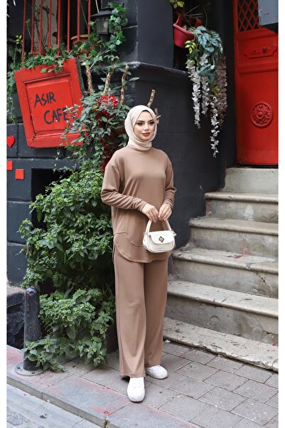 NİSUM MODA Oval Cut Modal Pants Suit