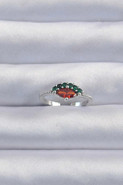 HarmonyAura Brass Silver Color Colorful Zircon Stone Adjustable Watermelon Model Ring