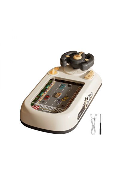 CeBros Interactive toy for children, steering wheel with music and sound effects, driving simulation, Cream