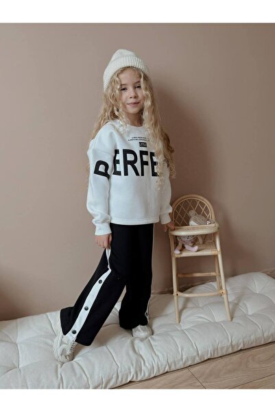 ButumiKids طقم رياضي للفتيات من Perfect Print Detailed قصة فضفاضة 3 Thread Ş ...