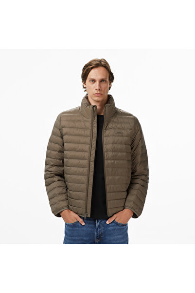 Calvin Klein Nylon Channeled Puffer Erkek Koyu Yeşil Mont