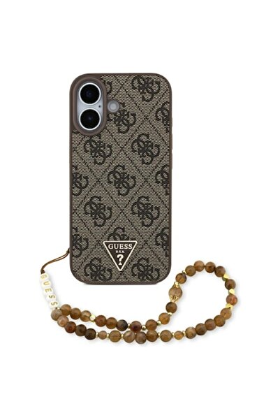 Guess High-Protection Case for iPhone 17 - Hardcase 4G Strap Triangle Logo MagSafe, -Leather, Dar