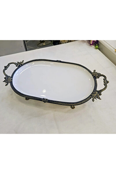 MaviDamla Cast Edge Frame Footed Porcelain Presentation Plate 33*21 Antique