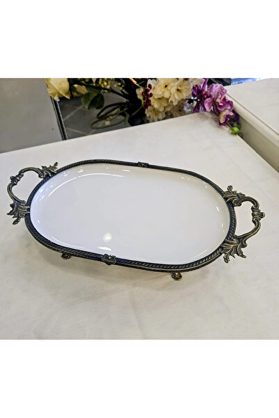 MaviDamla Cast Edge Frame Footed Porcelain Presentation Plate 33*21 Antique