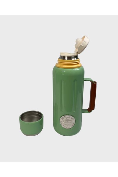 Shotay Retro 1 L 316 Steel Thermos – Long-Lasting Heat Preservation, Large Lid, Stainless with Handle
