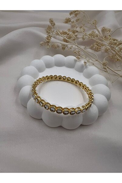 Lunarie Gold Color Round Stone Tamtur Handcuff Bracelet – Eye-Catching Everyd...
