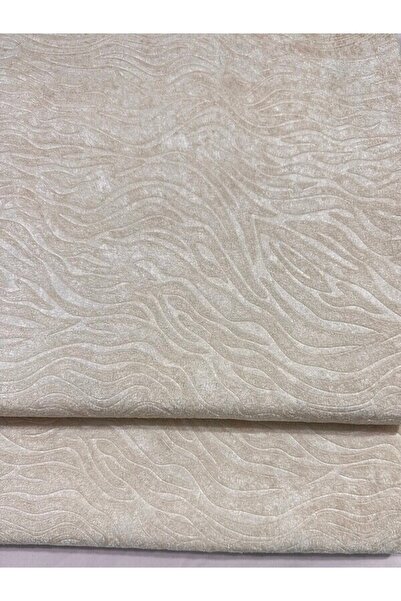 kumaşçıtr Koltuk Çekyat Örtüsü – Kaymaz Tabanlı Süngerli Kadife Kumaş Krem Gofraj Baskı