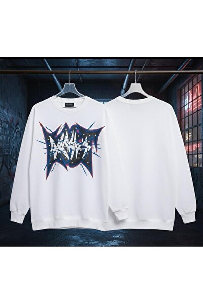 Infire clothing سويت شيرت قصة فضفاضة بأكمام طويلة للجنسين من Punk Splash مطبوع