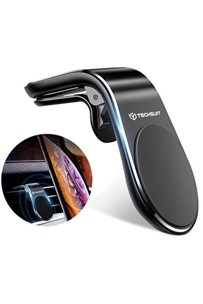 Techsuit Multifunctional Magnetic Car Phone Holder with Vent Clip, S83, Alumix, Deep Dark/Silver