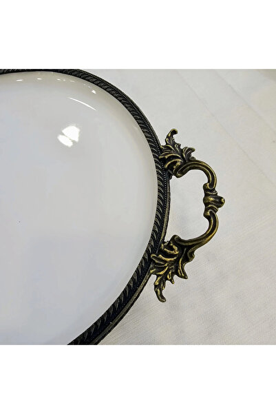 MaviDamla Cast Edge Frame Footed Porcelain Presentation Plate 25 cm Antique