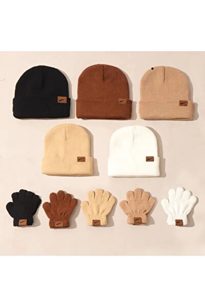 alka Children's Knitted Beanie and Glove Set (Dark Beige) 0-24 Months