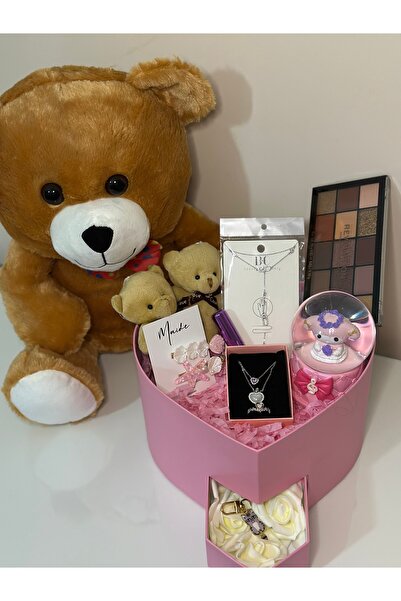 Maide Jewelry Sevgiliye Arkadaşa Hediye Kutusu Peluş Ayıcık Seti Doğum Günü S...