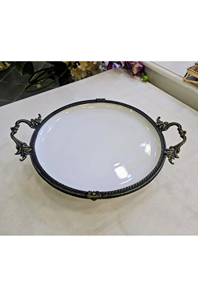 MaviDamla Cast Edge Frame Footed Porcelain Presentation Plate 25 cm Antique