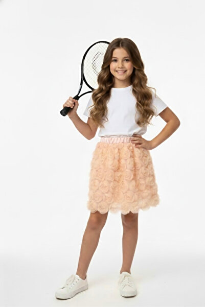 Ceylin Fashion Детски комплект от две части за момичета: пола с 3D розови дет...