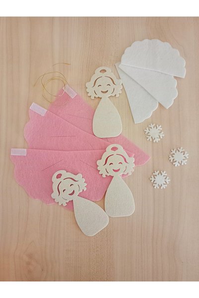 Kabajur Felt Angel in Pink Dress Set of 3 Christmas Ornament - Easy DIY Montessori Activity