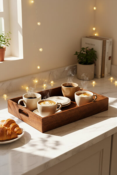 Snippy Vael - Wooden Tea Coffee Breakfast Serving Tray