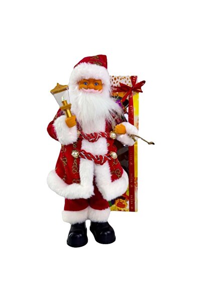 velve Mos Craciun animat care canta si danseaza, cu felinar si sac cu cadouri...