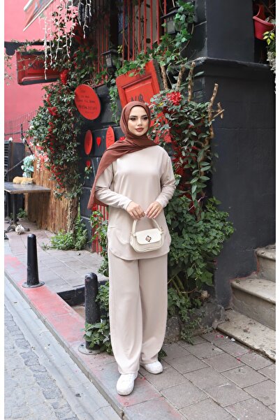 NİSUM MODA طقم بنطلون مودال بقصة بيضاوية