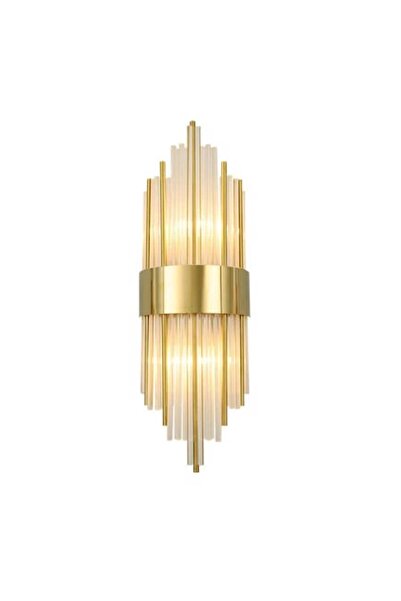 Danex Aplică de perete pentru interior, oțel inoxidabil și sticlă, 40 x 16 cm, LED, auriu