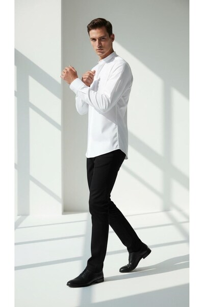 Plus Scorpion Ανδρικό πουκάμισο με γιακά δικαστή εφαρμοστό – Κομψό, μοντέρνο, μακρυμάνικο, απλό μοντέλο