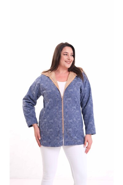 Sevda Etek Kot Görünümlü İçi Kürklü Kapşonlu Ceket