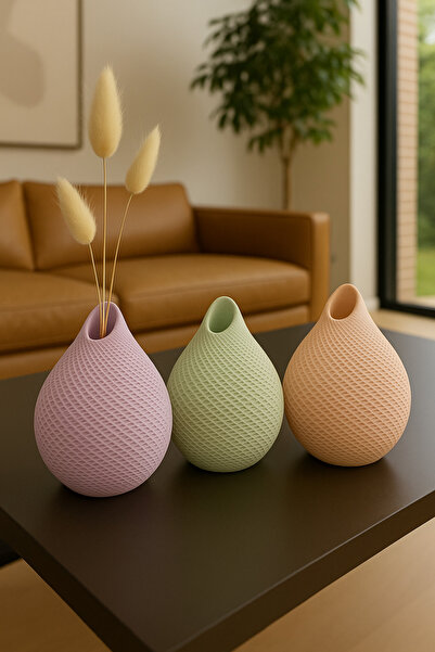 Havalı Tasarım İkili Dekoratif Vazo / Biblo Seti ve Renk Seçenekleri