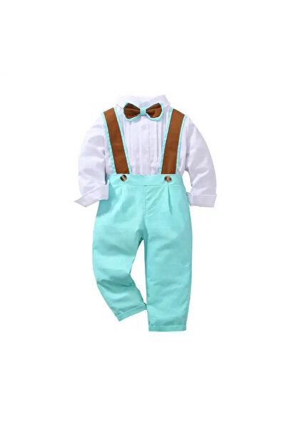 SuperBebeShop Elegant blue and cream bow tie suit