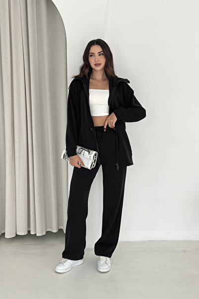 EFFEN Shawl Collar Double Zipper Stopper Modal Suit