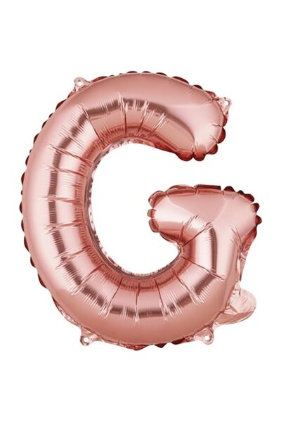 Danex Foil Balloon Letter G, 40 cm, Rose Gold (Helium or Air, Straw Included)