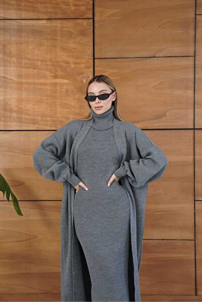 REDMİNA fashion Winter Elegance: Knitwear Dress and Cardigan Set