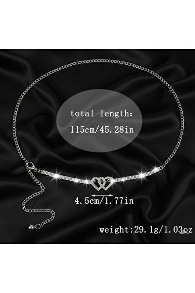 Estilo Lingerie Heart Figured Water Way Silver Plated Belt, Evening Dress Belt (with Adjustable Chain)