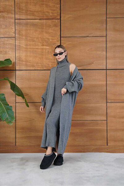 REDMİNA fashion Winter Elegance: Knitwear Dress and Cardigan Set