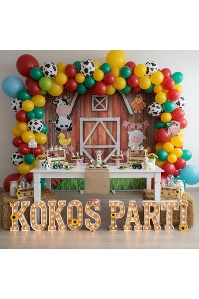 Kokoş Parti Çiftlik Hayvanları Temalı Doğum Günü Balon Seti 50 Adet – Farm Pa...