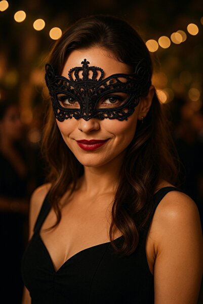 TOYFEST قناع عيون أسود من الدانتيل على شكل تاج للنساء، إكسسوار تنكري للحفلات ...