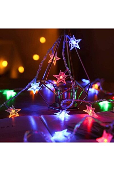 Danex Șir luminos de Crăciun, 3,5 m, 30 LED-uri, becuri stea, 3 baterii AA, i...