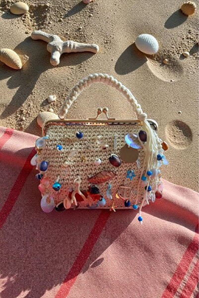 escoines koleksiyon Escoines Scholarship Macrame Knitted Handbag Sea-Themed S...