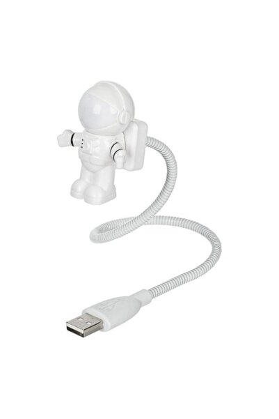 SOHO LED keyboard lamp with USB connector and flexible mount, 2 astronaut-shaped LEDs, 30 cm, White