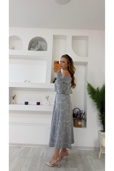 Paw Garage Women's Angelic Soft Knitwear Madonna Collar Blouse & Skirt Bottom - Top Set