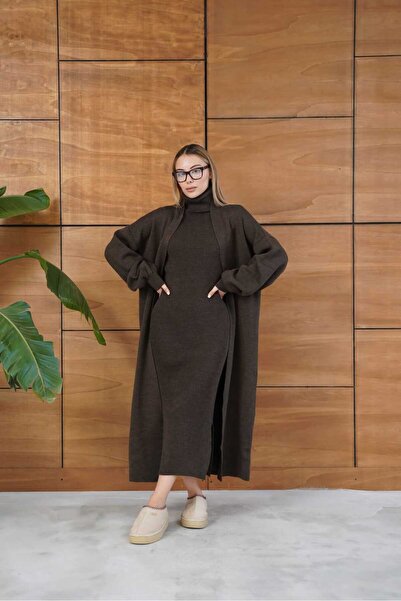 REDMİNA fashion Winter Elegance: Knitwear Dress and Cardigan Set